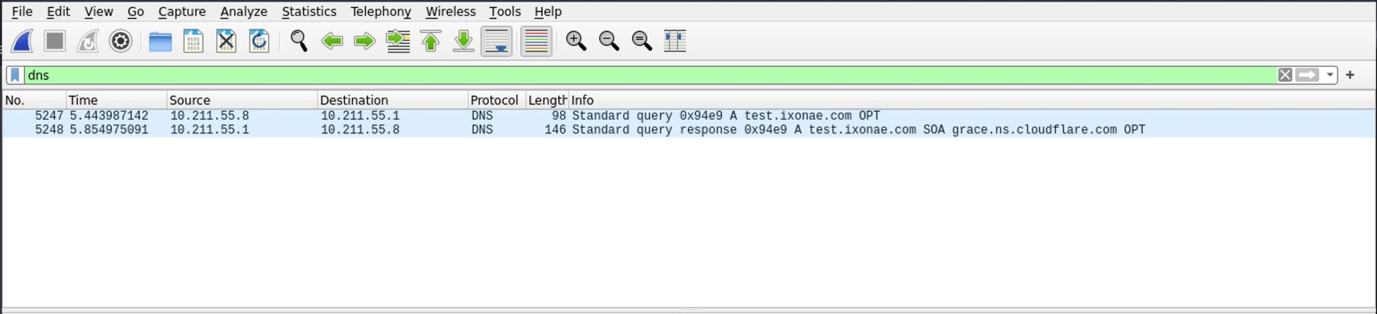 DNS visible when capturing eth0 -> DNS leak