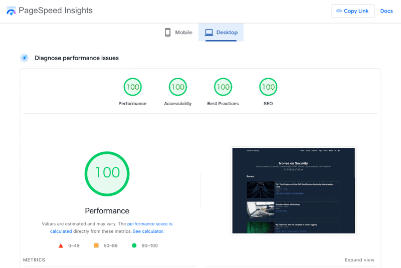 New Blog Pagespeed